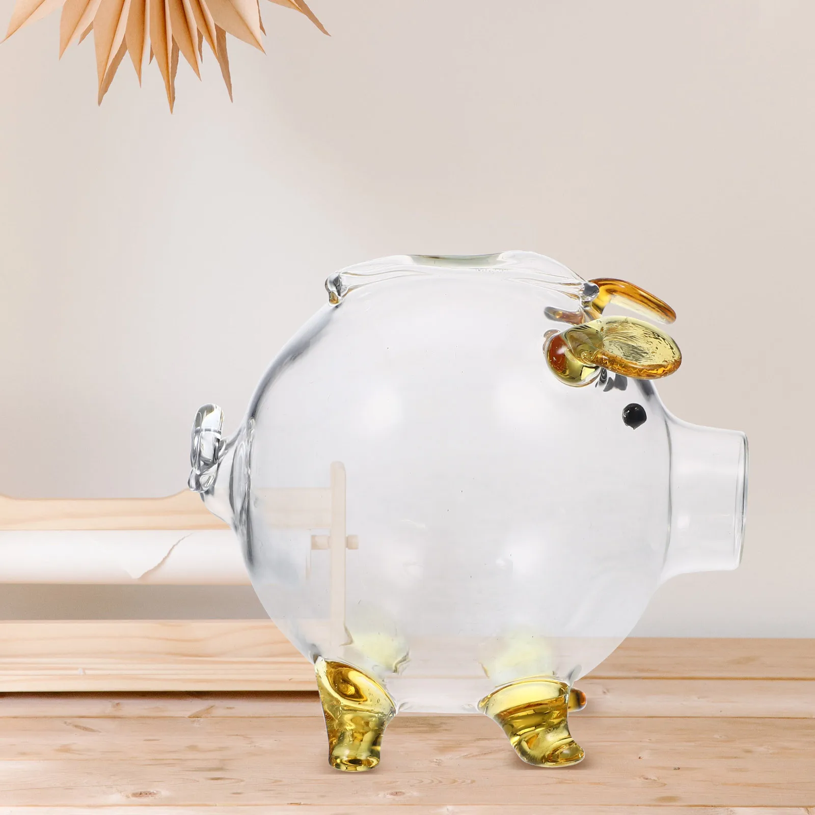 투명 돼지 저금통 고붕규산 유리 돼지 모양 동전 보관함 소녀들을 위한 창의적인 저금통 투명 데스크탑 장식