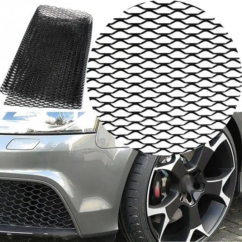 

Car Silver/Black Aluminum Alloy Front Bumper Seagulls Shape Air Inlet Grill Mesh Sheet (8x25mm)