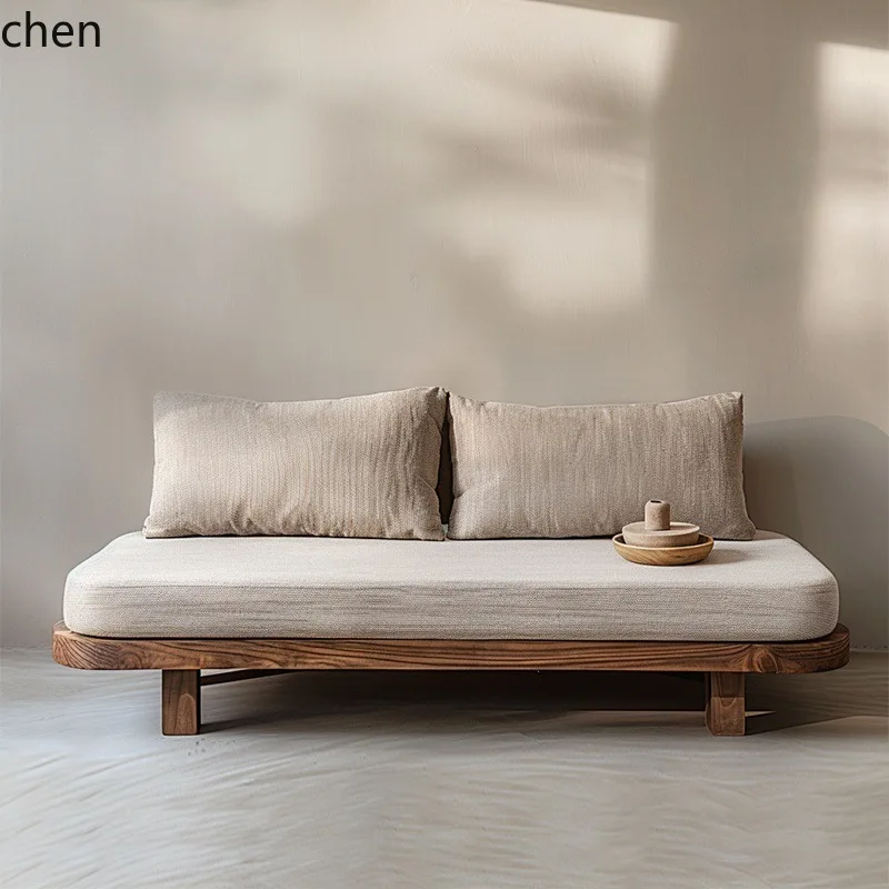 ZML Solid Wood Sofa Modern Simple Homestay Living Room Detachable Washable Double Three-Person Natural Wood Sofa