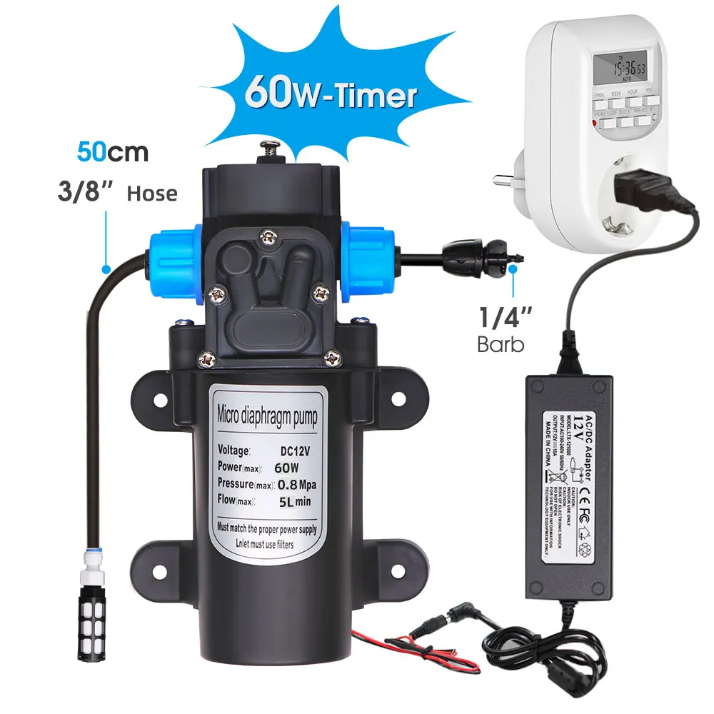 60W Zelfaanzuigende Pomp Tuin Watering Irrigatiesysteem Voeding Timing 5-30M Drip Watering Kits voor Planten Tuin Kas