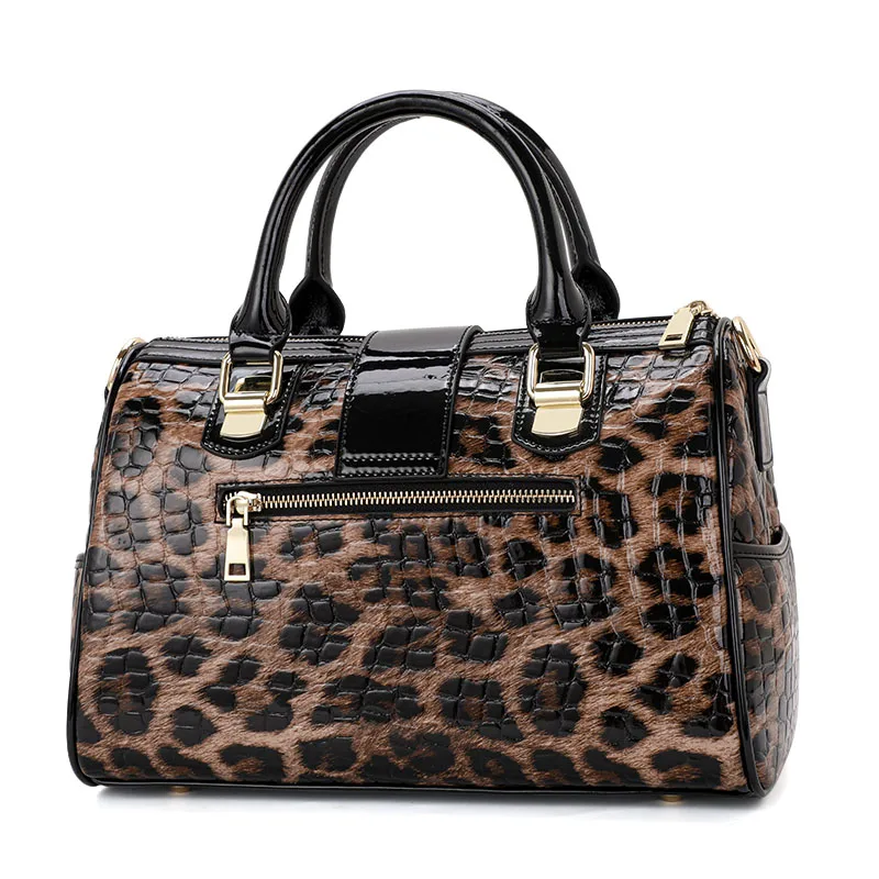 Aidrani  Fashionable original design women\'s handbag, luxurious leopard print Boston bag made of high-quality cowhide