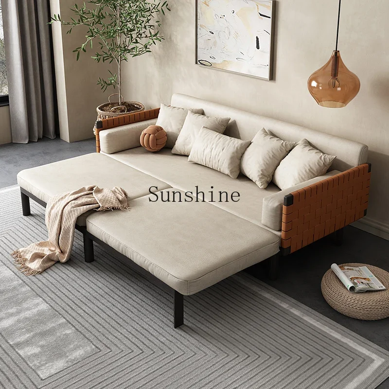 

Italian telescopic folding sofa bed modern living room solid wood sofa bed