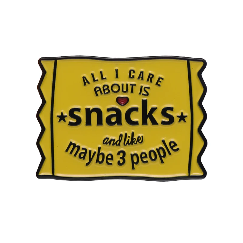 Introvert Foodie  Enamel Pin Brooch All I Care about Is Snacks Badge Backpack Hat Cartoon Lapel Wholesale Accessories Jewelry