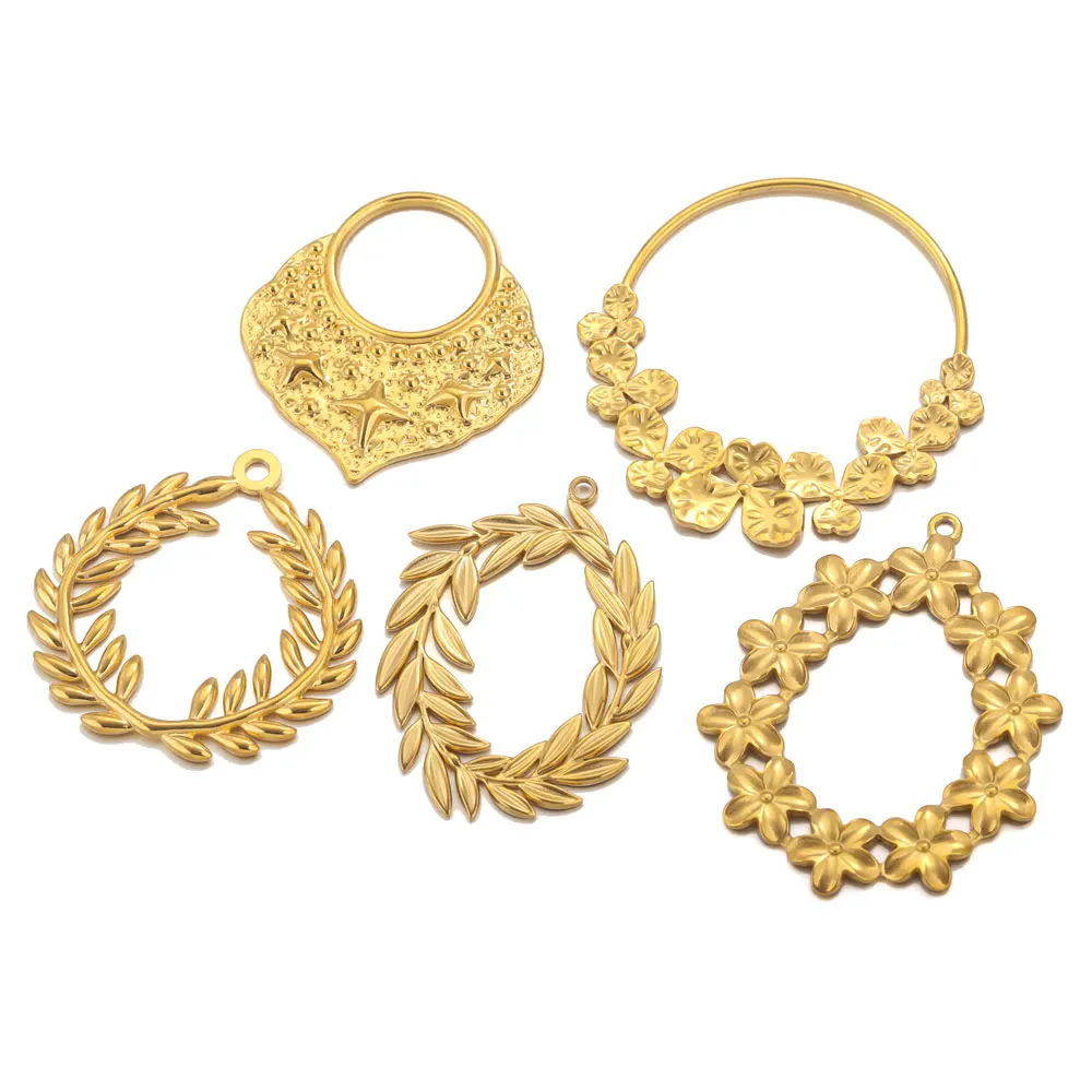 5pcs Gold Plated Stainless Steel Large Circle Charms for Earring Making Earrings Charms For Jewelry Making Findings Wholesale