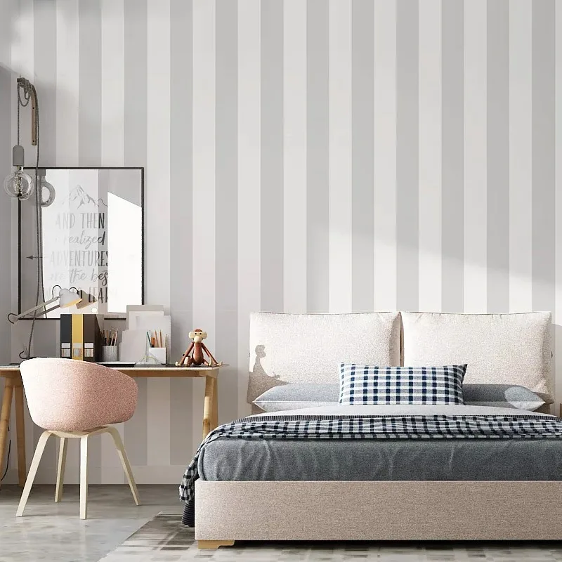 Modern minimalist black and white striped wallpaper living room bedroom room background wallpaper non self-adhesive