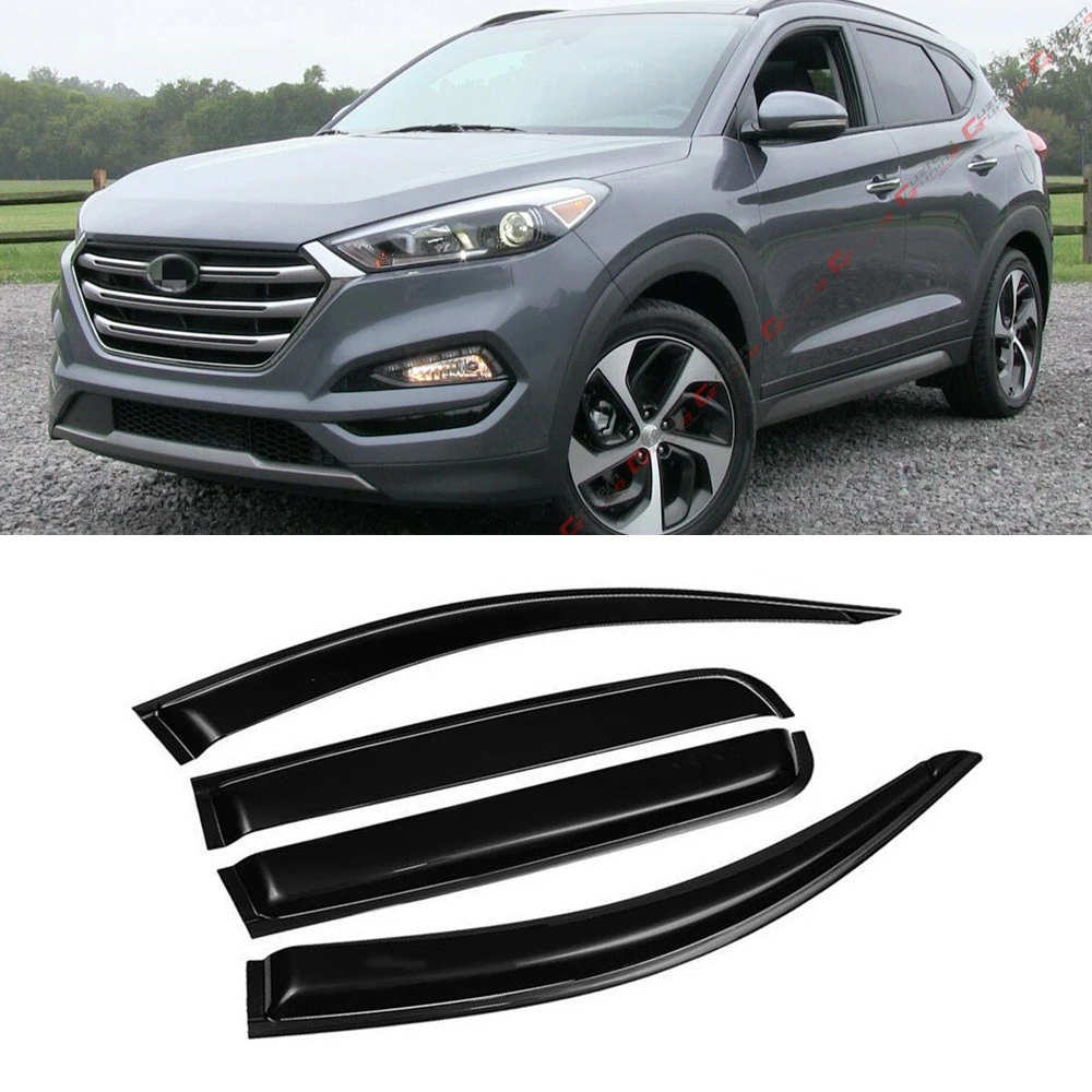 For Hyundai Tucson 2015 2016 2017 2018 2019 2020 Window Visor Rain Guard Weather Shield Wind Deflector Slim Trim Awning Shelter