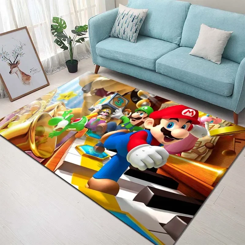 1PC Classic Games Super Mario Area Rug,Carpet for Home Living Room Bedroom Sofa Doormat Kitchen Decor,Non-slip Floor Mat