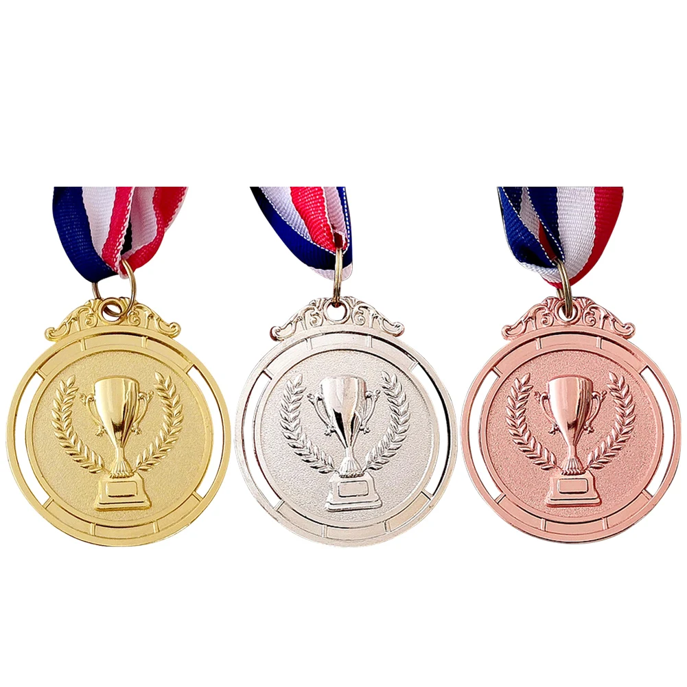 3Pcs Gold Silver Bronze Medal Set Winner Medals 2 Inch Sports Rewards Zinc Alloy Class Rewards for Sports School Competition