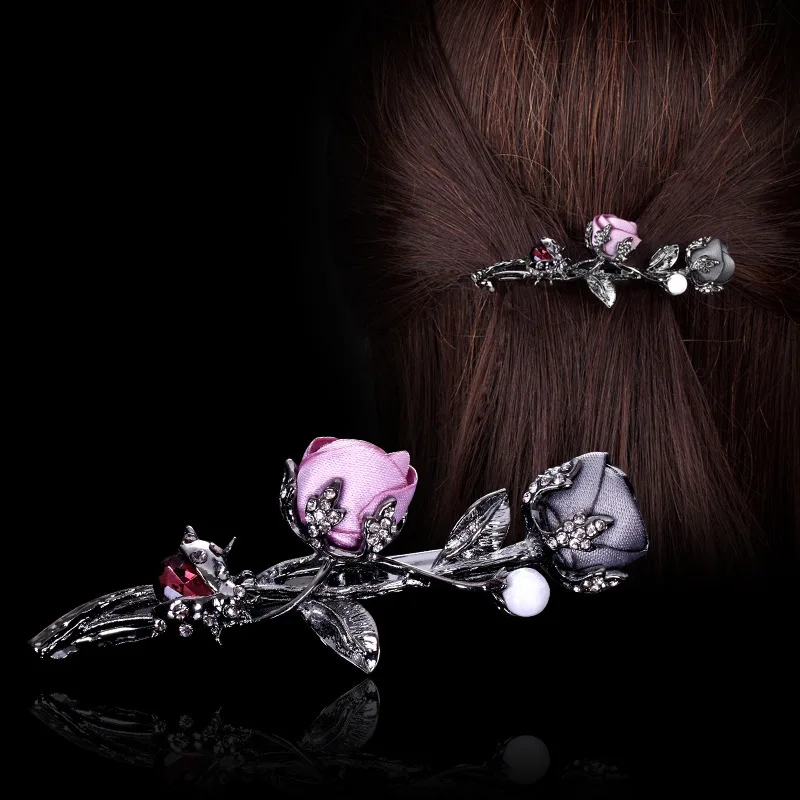 New Luxury Crystal Hair Clip Stereoscopic Flower Ladybug Headwear Jewelry Women Girls Elegant Barrettes Hair Accessories