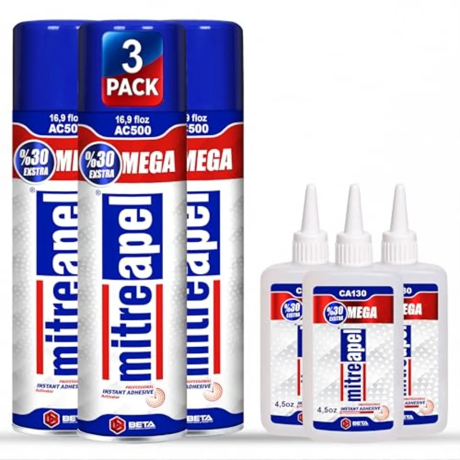 

Клей CA с активатором 3x4.5oz+3x16.9 floz: Профессиональный цианоакрилатный клей мгновенного действия и ускоритель суперклея для дерева