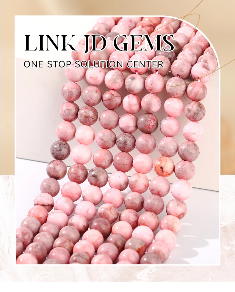 Naturstein Rosa Zebra Jaspis Perle 4 6 8 10 12mm Runde Lose Spacer Perle Für Schmuck Machen DIY Armbänder Halskette Zubehör – Detail 1