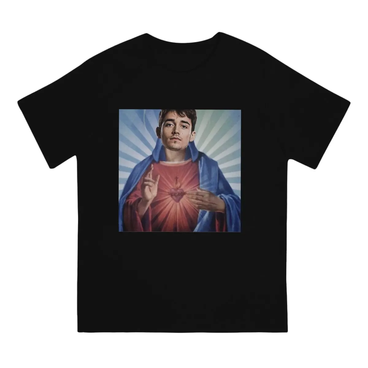 Men's T-Shirt F1 Ferrari Charles Leclerc Jesus Vintage Cotton Tee Shirt Short Sleeve Leclercs Jesus T Shirts O Neck Tops