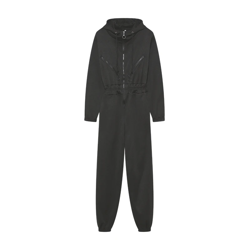Herbstliche Einteiler-Sets: Sweatshirt-Kapuzen-Jumpsuit für Damen, lässige Sportsets, Winter-Reißverschluss-Set mit gerader Hose. – Detail 14