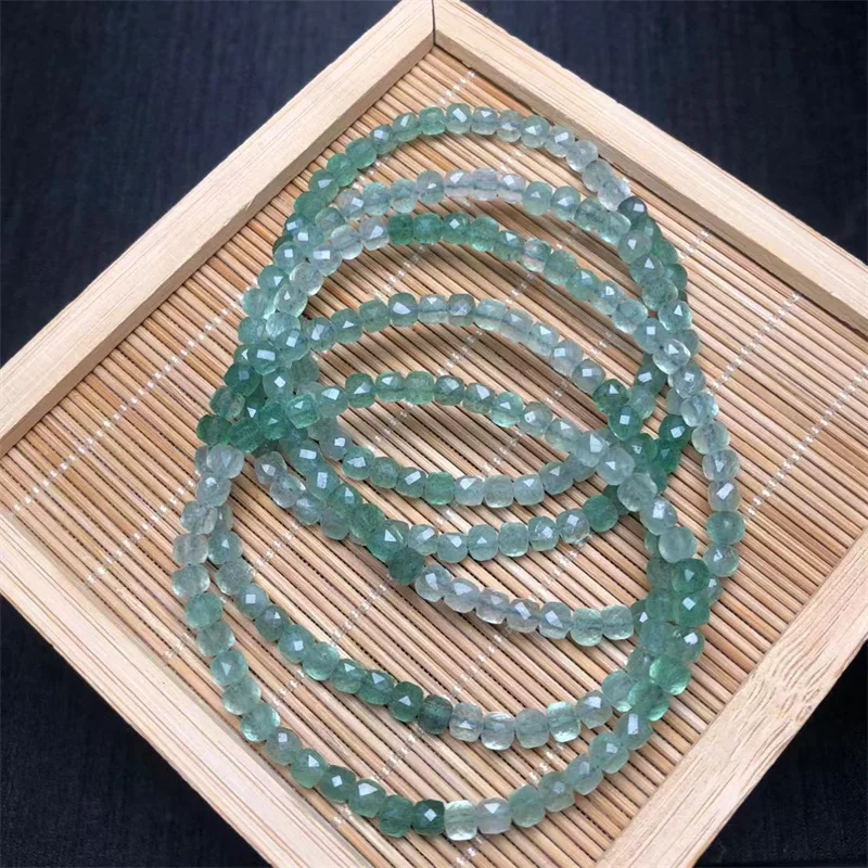 

Naturaln Green Aventurine Cube Bracelet Women Reiki Fengshui Healing Energy Strand Bangles Fashion Jewelry Gift 1PCS 4mm