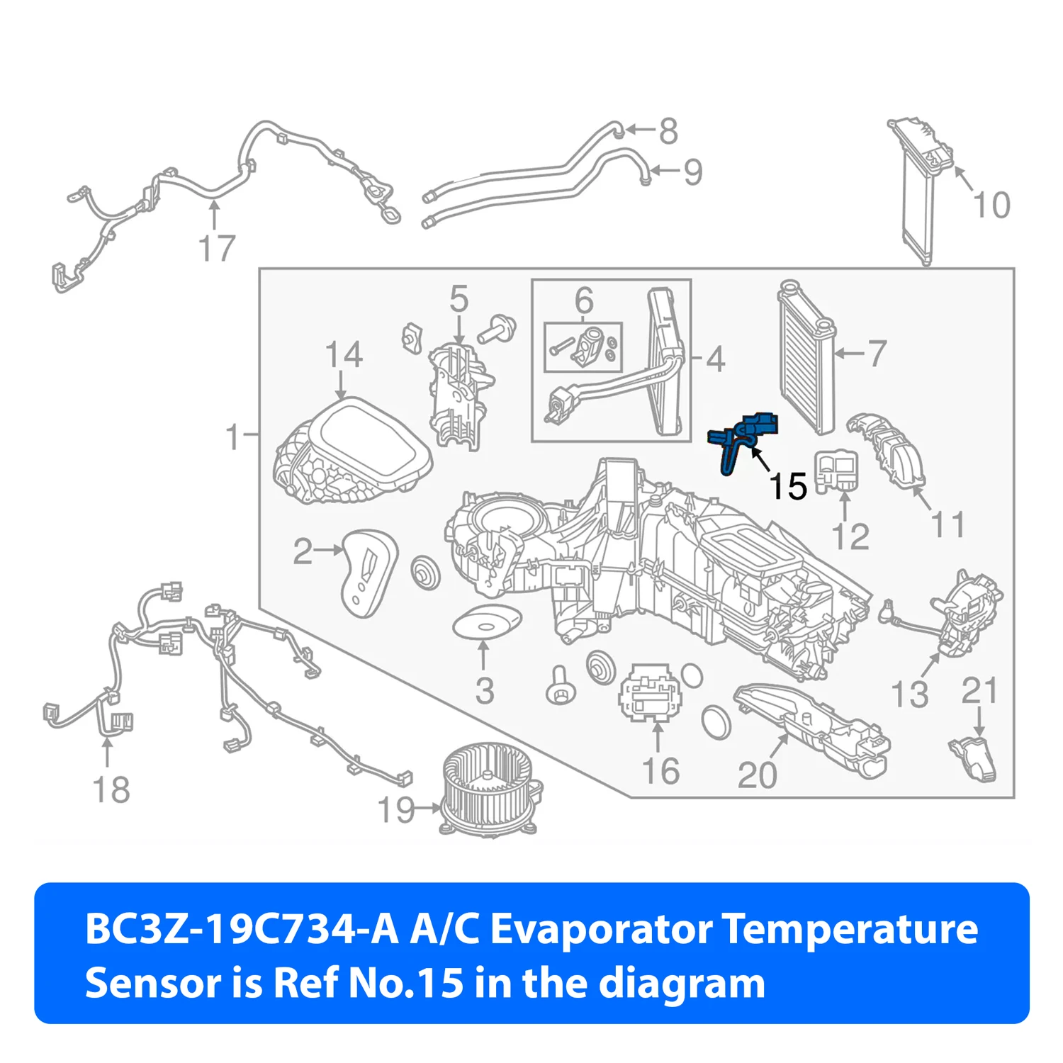 Evaporator Temperature Sensor For Ford F-250 F-350 Super Duty 11-16 BC3Z19C734A