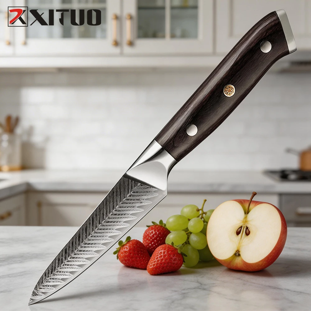 

XITUO 3.5" Paring Knife,Ultra Sharp Kitchen Fruit Knife,5Cr15Mov Stainless Steel Precision Knife for Peeling,Carving & Trimming