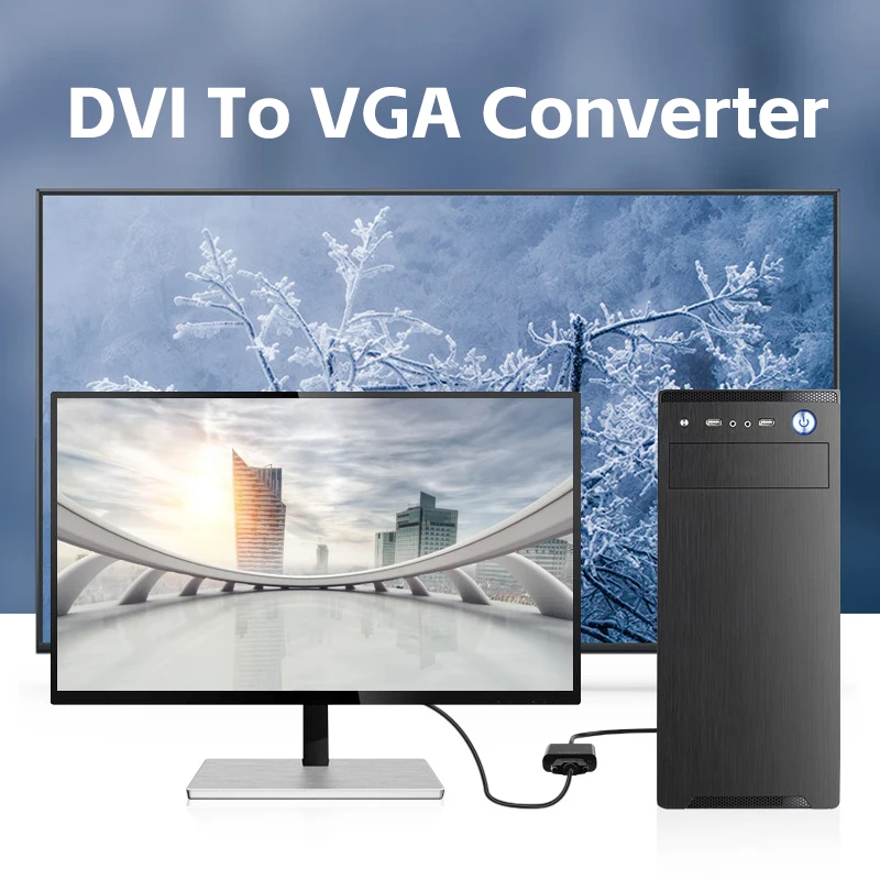 Full HD 1080P DVI to VGA Adapter DVI-D Male to VGA Female Adapter 24+1 25Pin to 15Pin Cable Converter for PC Computer Monitor