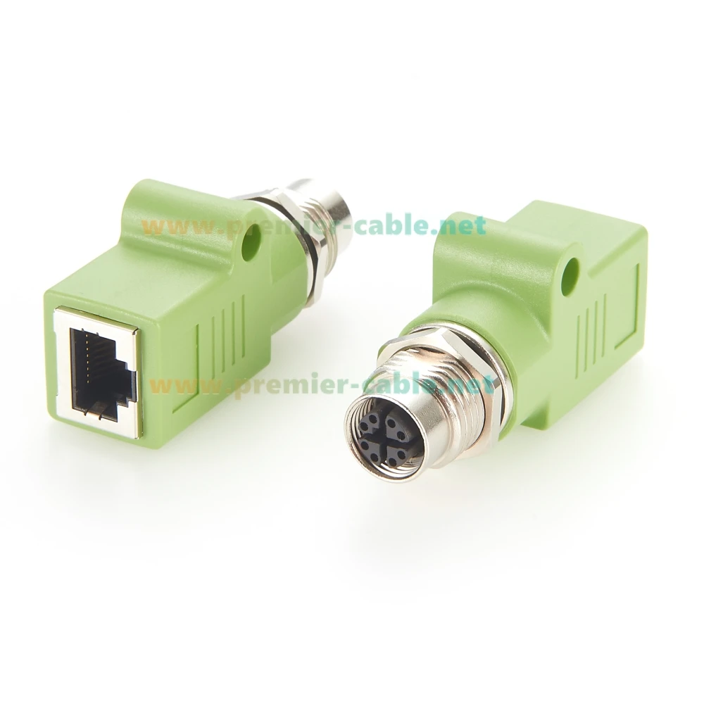 M12 X Code 8Pin Female to RJ45 Ethernet Adapter IP67 Shielded Panle Mount Bulkhead Passthrough Socket Circular Connector