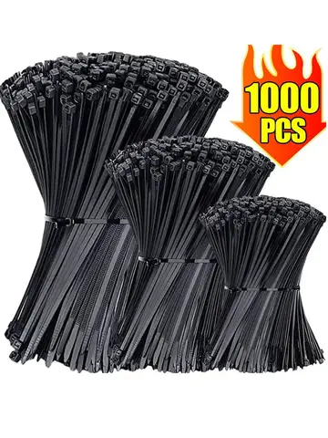 1000/100Pcs Nylon Cable Ties Self-locking Cord Ties Straps Adjustable Cables Fastening Loop Home Office Wire Zip Ties Wholesale