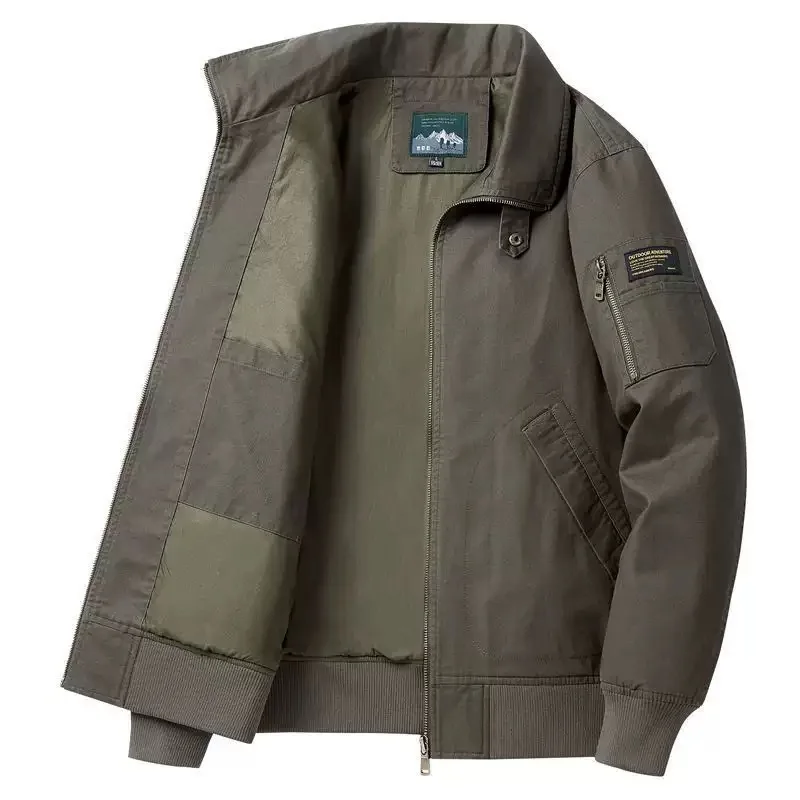 

Autumn and Spring Style Pure Color Sports Retro Workwear Jacket for Men Loose and Comfortable Plus Size High Quality Outerwear