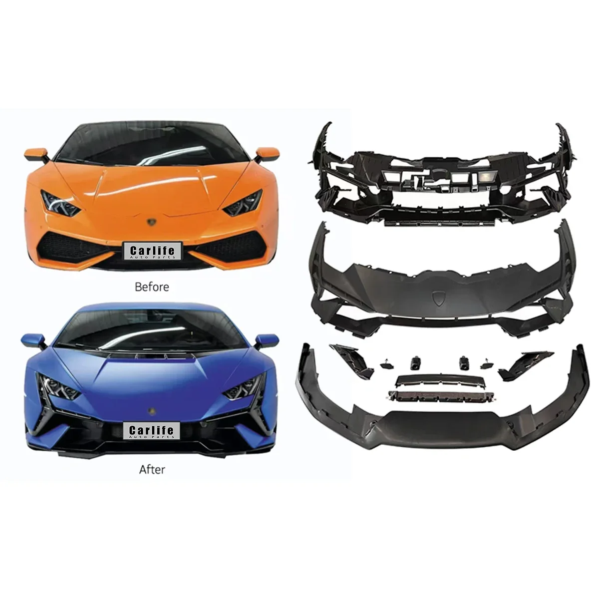 STLF HOT Sale Car Parts Front Lip Bumpers Bodykit for Lamborghini Huracan 2014-2023 LP580 LP610 EVO Facelift to Tecnica Style.