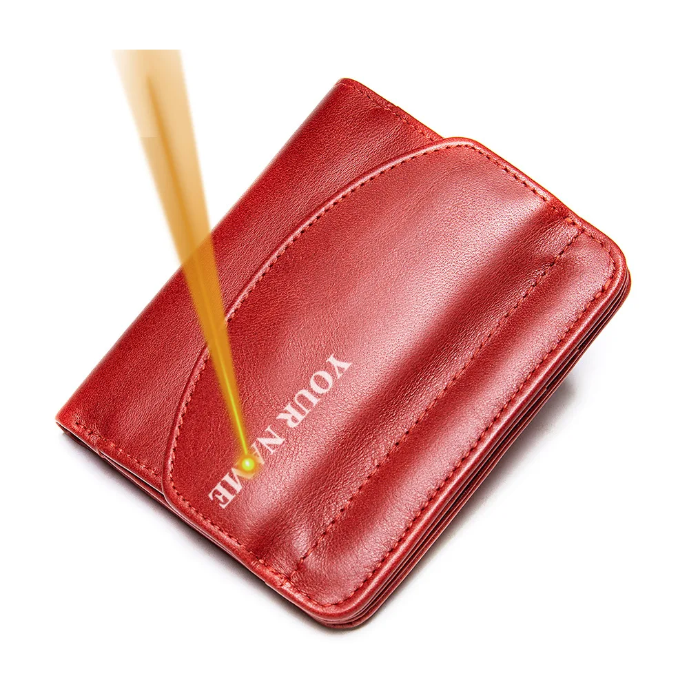 New Women Genuine Leather Mini Wallet RFID Folding Simple Ultra-thin Small Soft Cowhide Wallet Female Card Holder Coin Bags