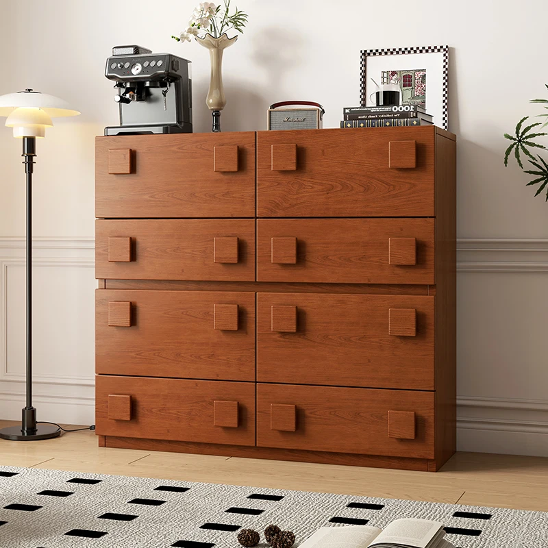 oak Locker Drawer Cabinet Solid Wood Bedside Table Module Mid-Century Modern Living Room Side Retro Storage Carmen Cabinet