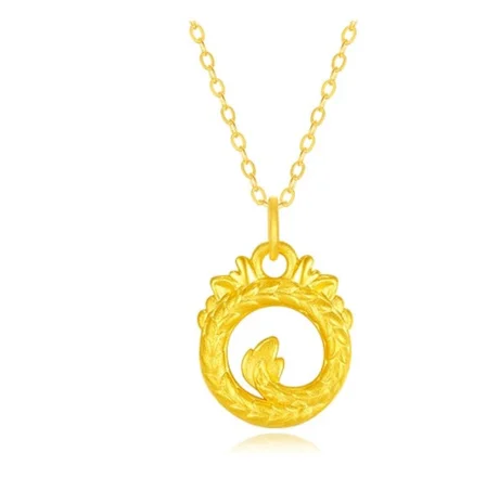 trendy jewelry 24k pure gold dragon pendant 999 real gold charms 3d hard gold jewelry accessories