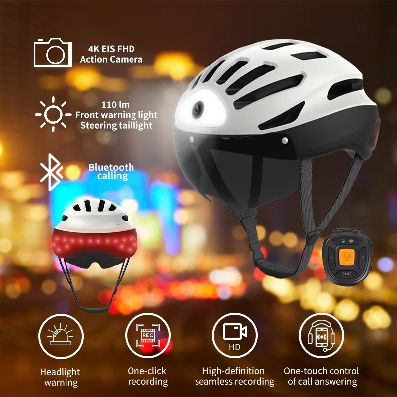 4K Helmet Smartgyro Smart Max L (57.5-61 Cm) Black Motorcycle With Hud Ad For Men And Women Led Bluetooth-Compatible Bike