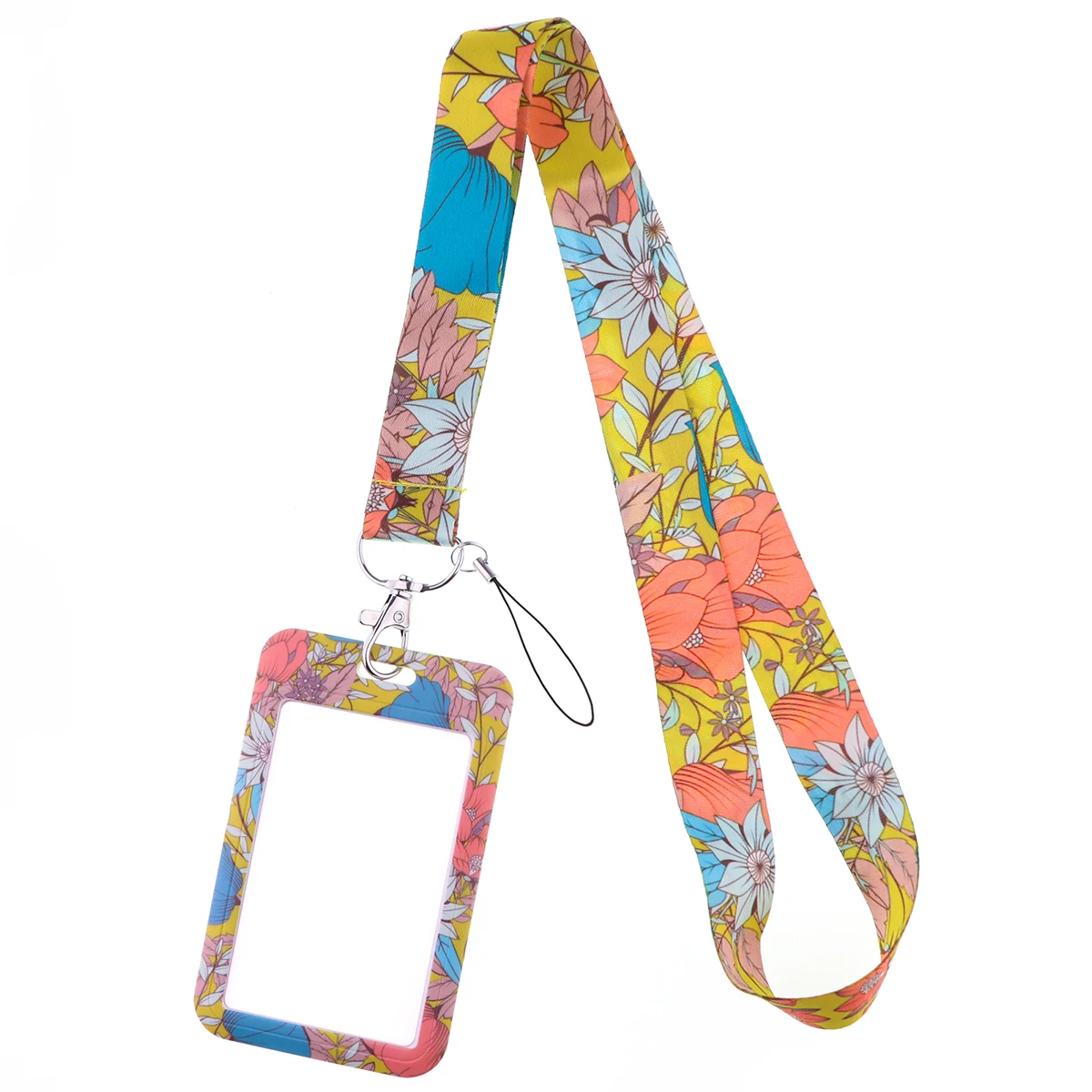 JF1449 Rose Flower Lanyard Cool Print Lanyards Strap Phone Holder Neck Straps Hanging Ropes Fashion Buttons Accessories