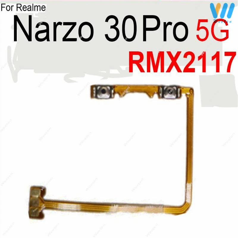 Power Volume Buttons For OPPO Realme Narzo 30 30A 30Pro 4G 5G ON OFF Power Volume Button Flex Ribbon Side Keys Flex Cable Parts