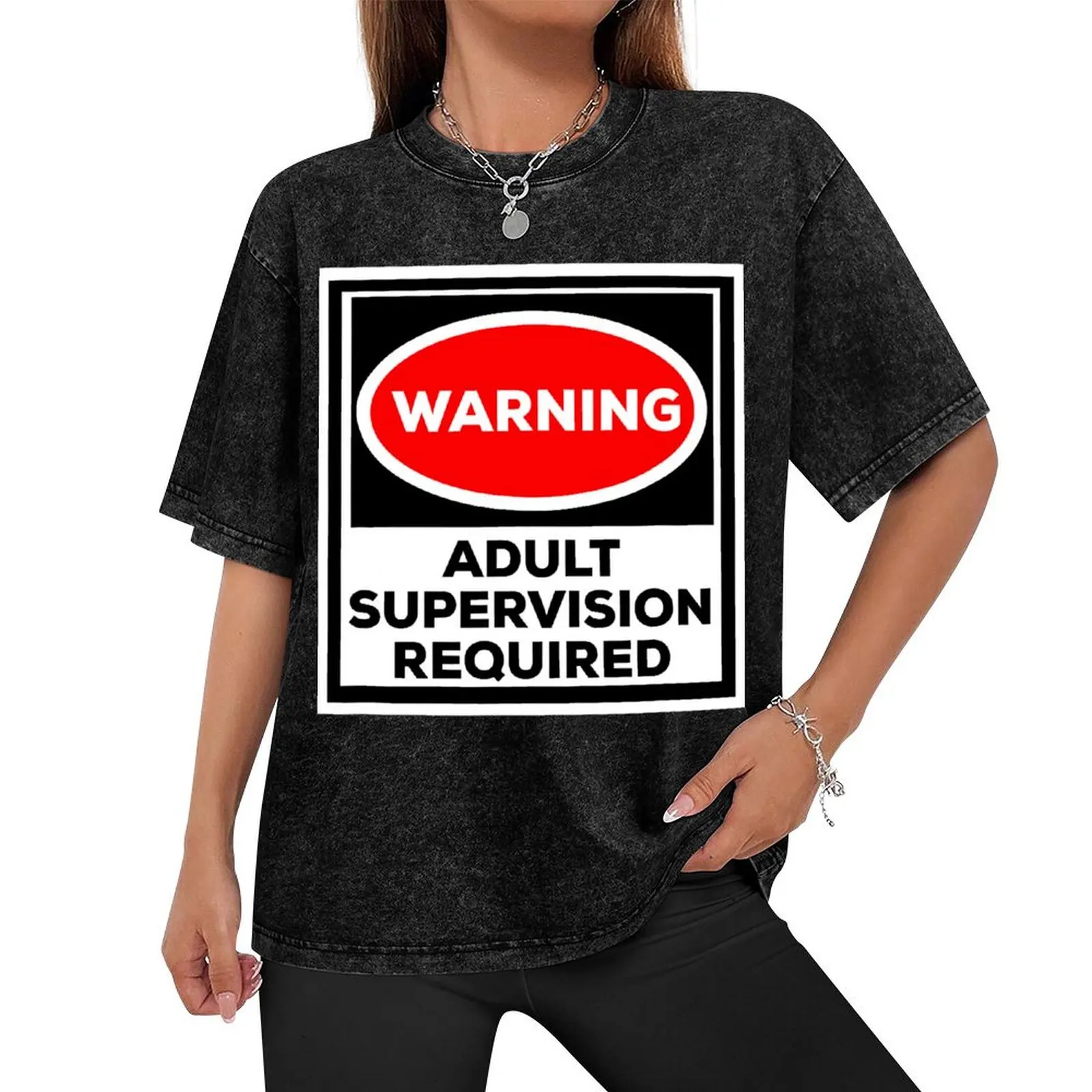 Funny Shirt Warning Adult Supervision Required T-Shirt street wear anime t shirts heavyweights mens graphic t-shirts pack