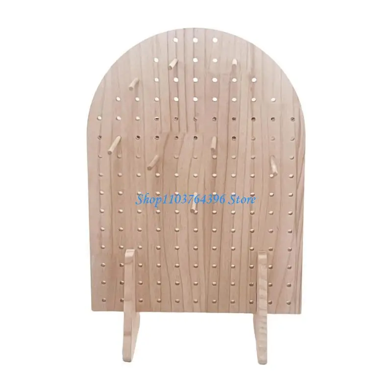 حامل عرض مجوهرات خشبي بني متعدد الاستخدامات وموفر للمساحة مع خطافات قابلة للإزالة لملابس غرفة النوم #4