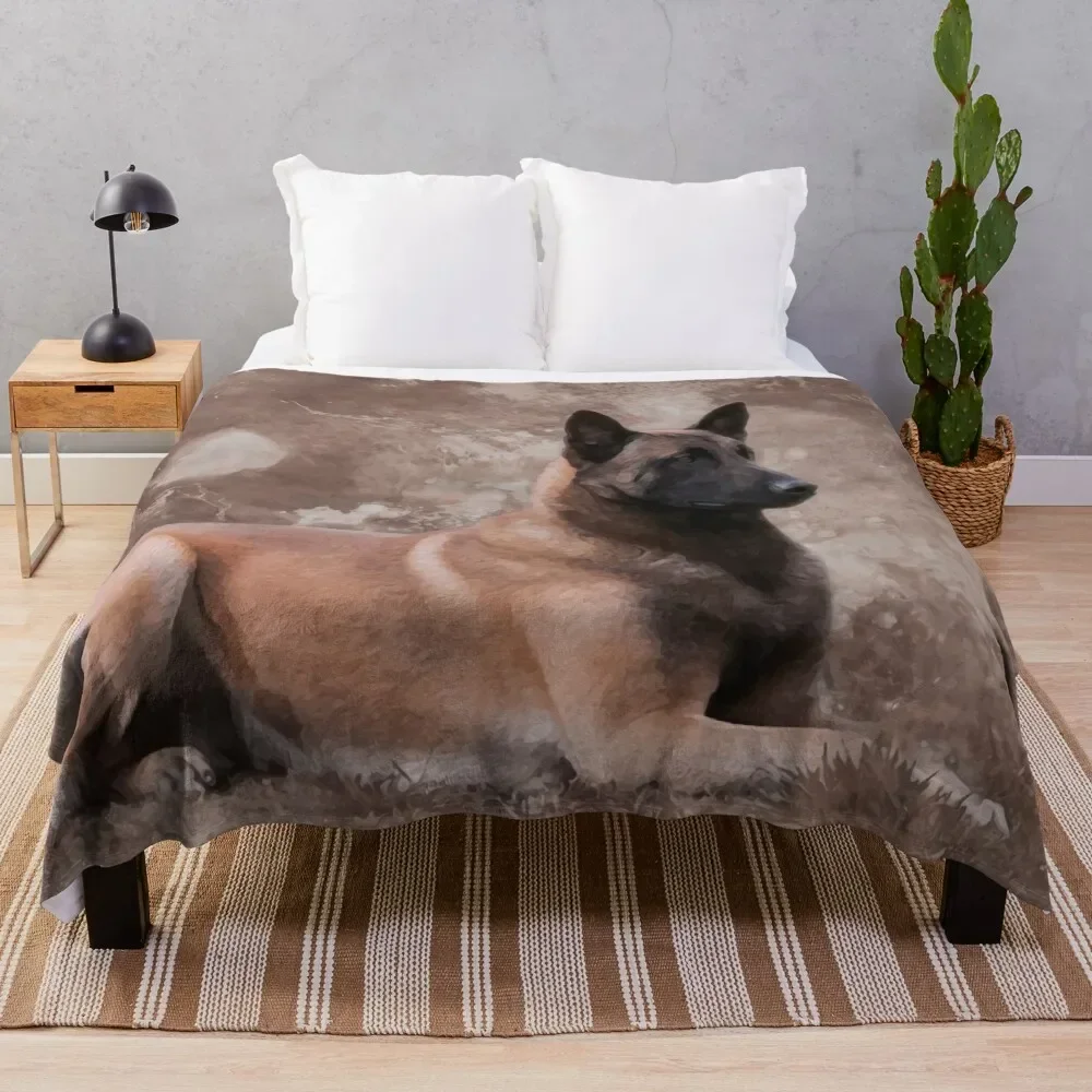 

MalinoisBelgian shepherd - Mechelaar Throw Blanket Travel Flannel heavy to sleep Fluffy Shaggy Cute Blankets