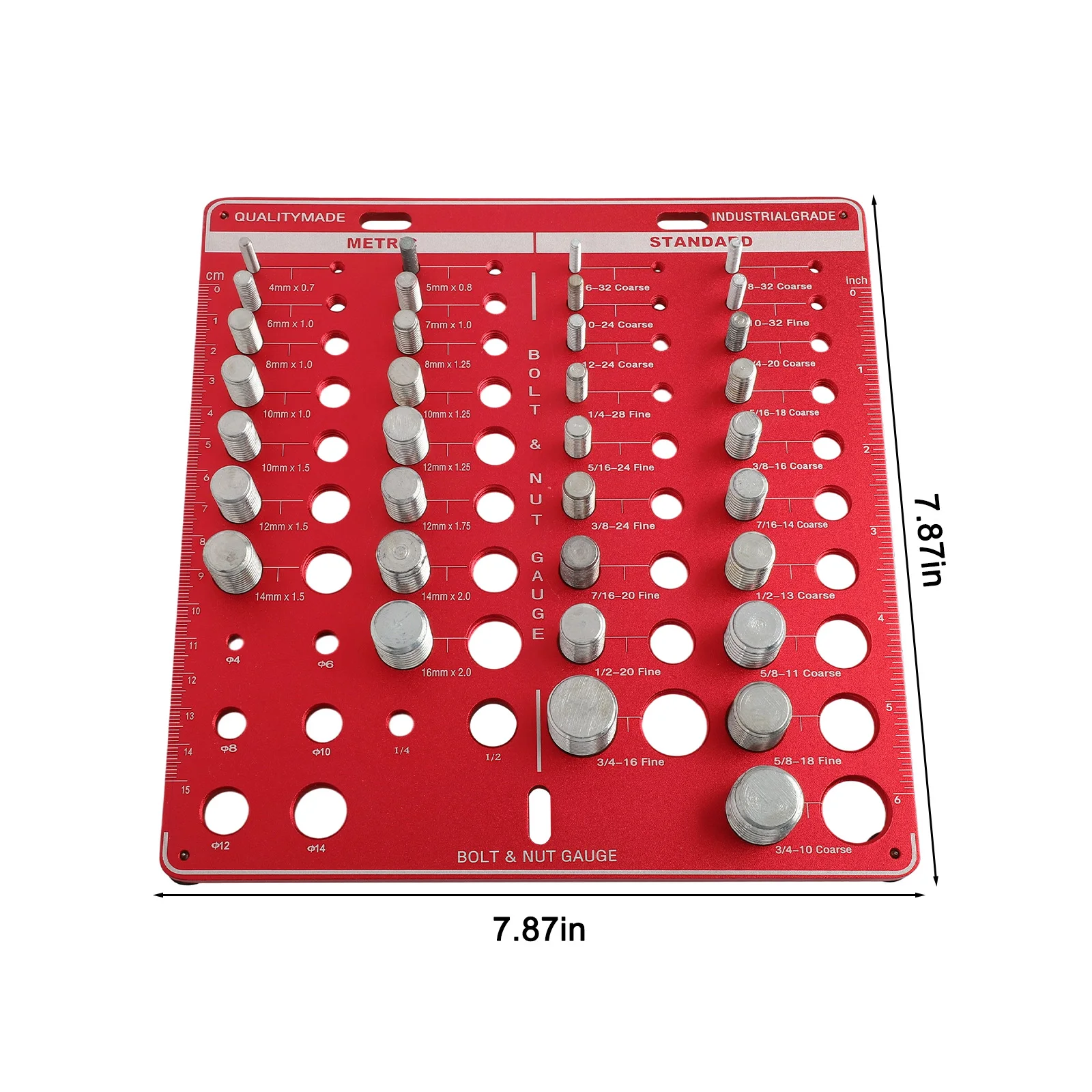 For Workshop Usage Red as Picture Nut And Bolt Gauge Measuring Tool Enhanced Identifying Capability Portable Design