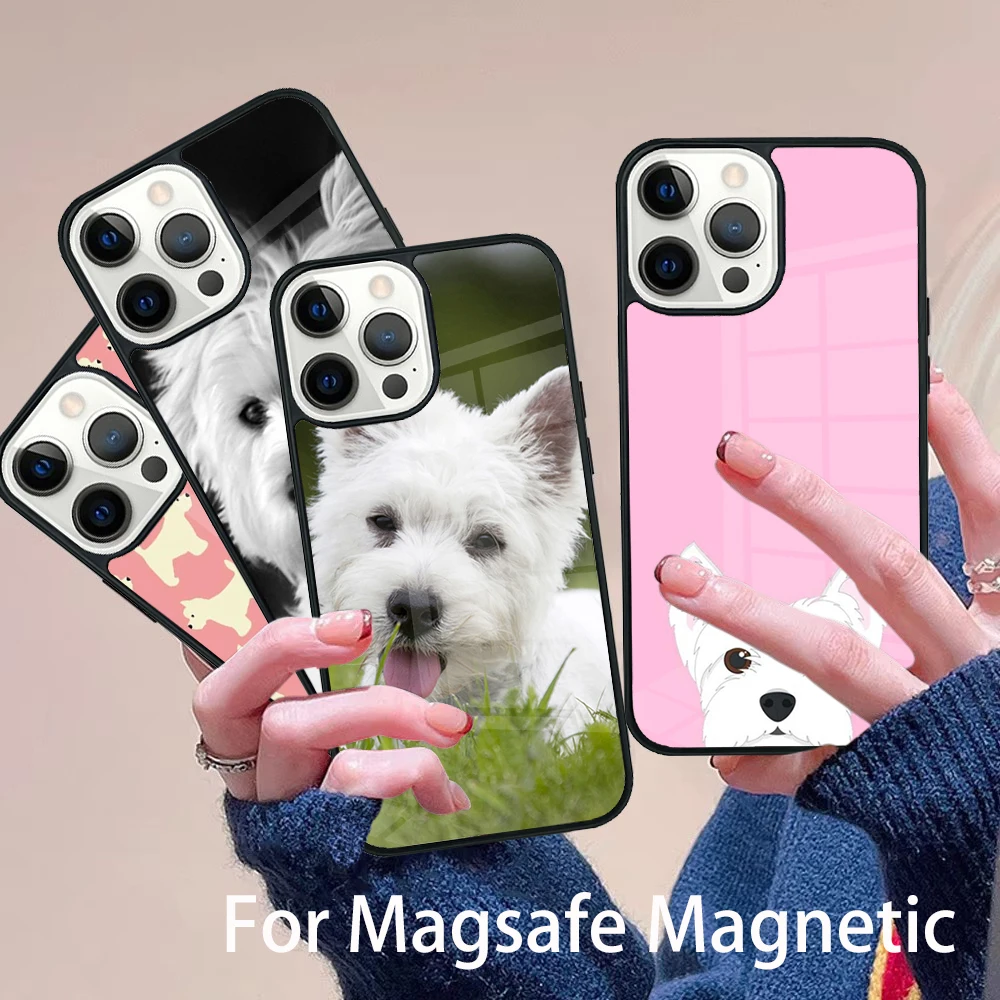 

west highland white terrier small white dog Phone Case Magesafe Magnetic Cover For IPhone 16 11 12 13 14 15 Pro Max Plus Mini