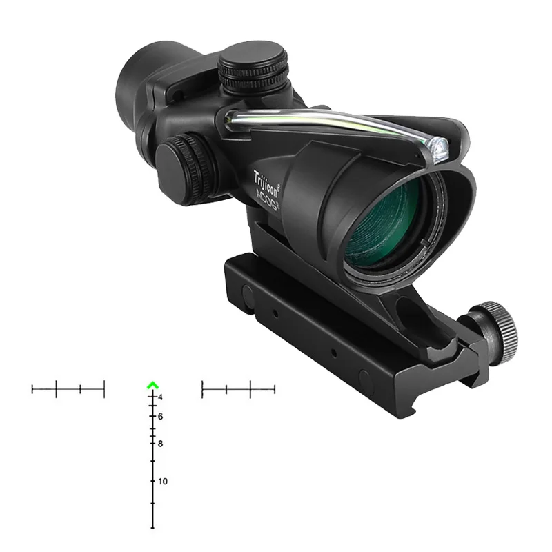 Tactical ACOG Fiber Source Scope 4x32 Green Illuminated Real Fiber Optics Chevron Glass Etched Reticle Hunting Riflescope