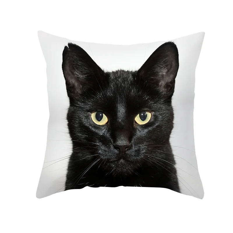 45X45CM Black Cat Pillowcases Polyester Home Cute Kitty Animal Lover Cushion Cover Funny  Decoration Pillow