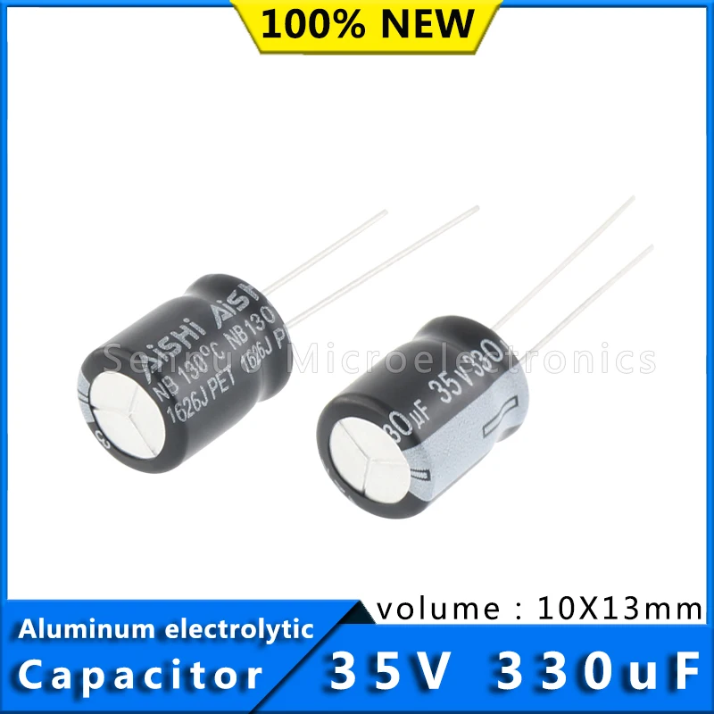 10Pcs 35V 330UF 10*13 10x13 mm Aluminum Electrolytic Capacitor High Temperature Resistant 130° High Frequency Low Resistance