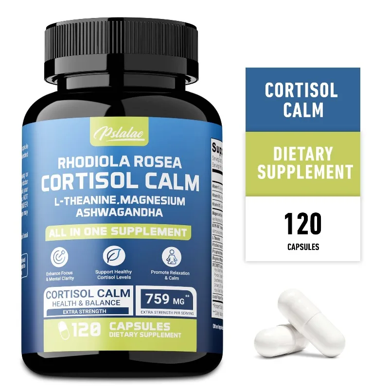 Cortisol Calm - L-Theanine Magnesium Ashwagandha - Maintain Adrenal Health, Promote Brain Nerve Health, Improves Mental Clarity