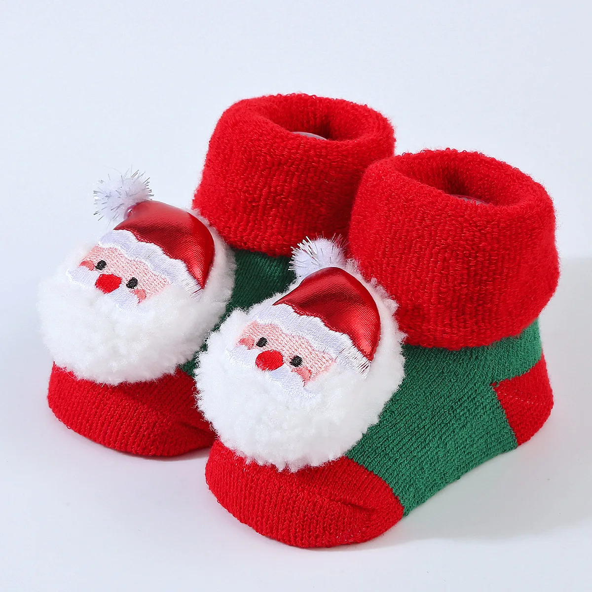BornToGirl Winter Christmas 0-12M Newborn Baby Socks Infant Non-Slip Thicken Warm Socks Baby Girls Boys Socks
