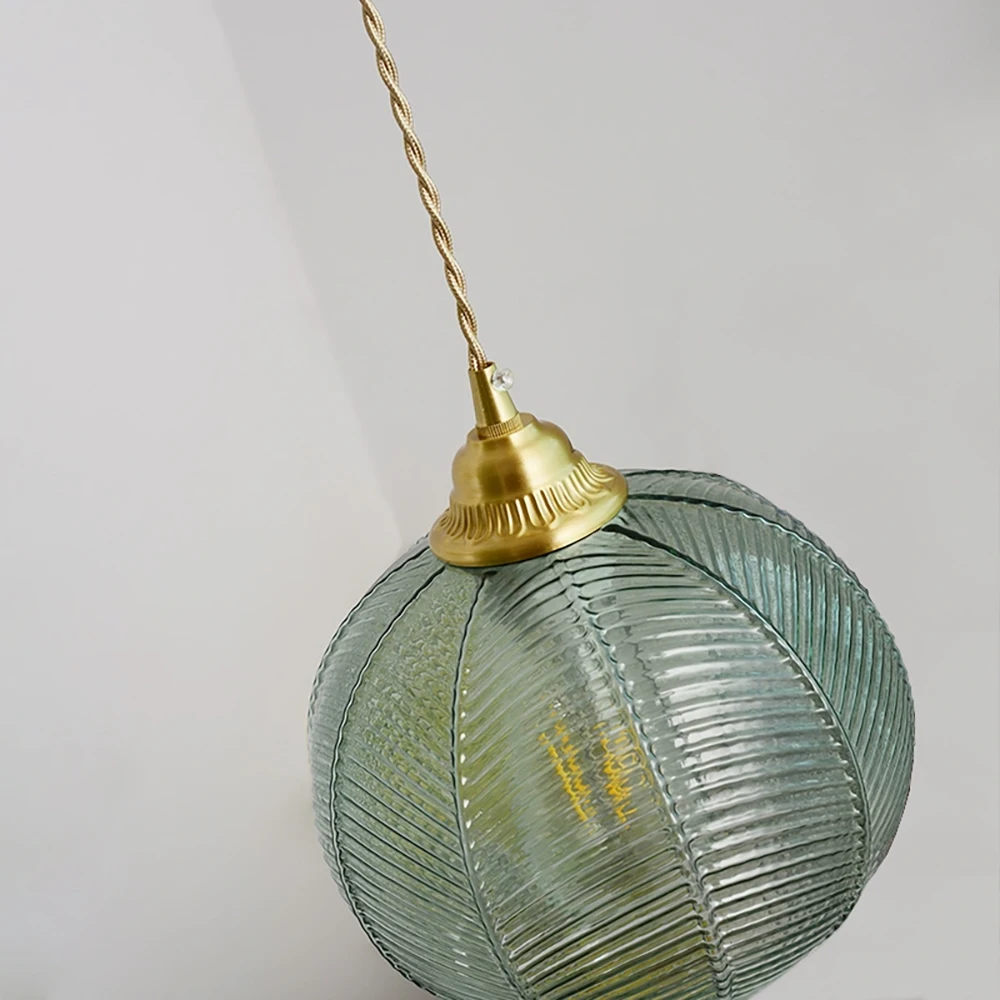 Nordic Globe Green Glass Pendant Light Postmodern Led Ceiling Hanging Modern Ball for Kitchen Island Dining Living Room Bedroom