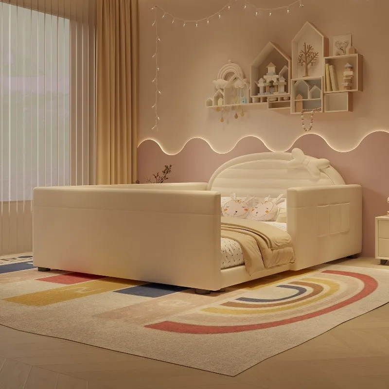 

Queen 180x200cm Many People Bedroom Beds Adults Children Family Floor Bed Frames Kids Room Parent Child Guardrail Home Furniture