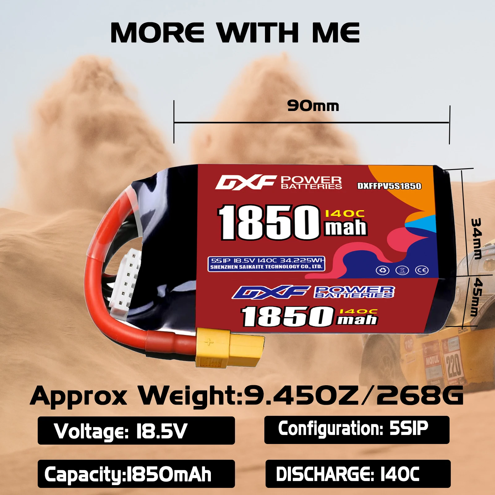 بطارية DXF Lipo 5S 18.5 فولت 1850 مللي أمبير في الساعة 1550 مللي أمبير 1350 مللي أمبير 1100 مللي أمبير 140C مع قابس XT30 XT60 JST لطائرة هليكوبتر FPV كوادكوبتر بدون طيار