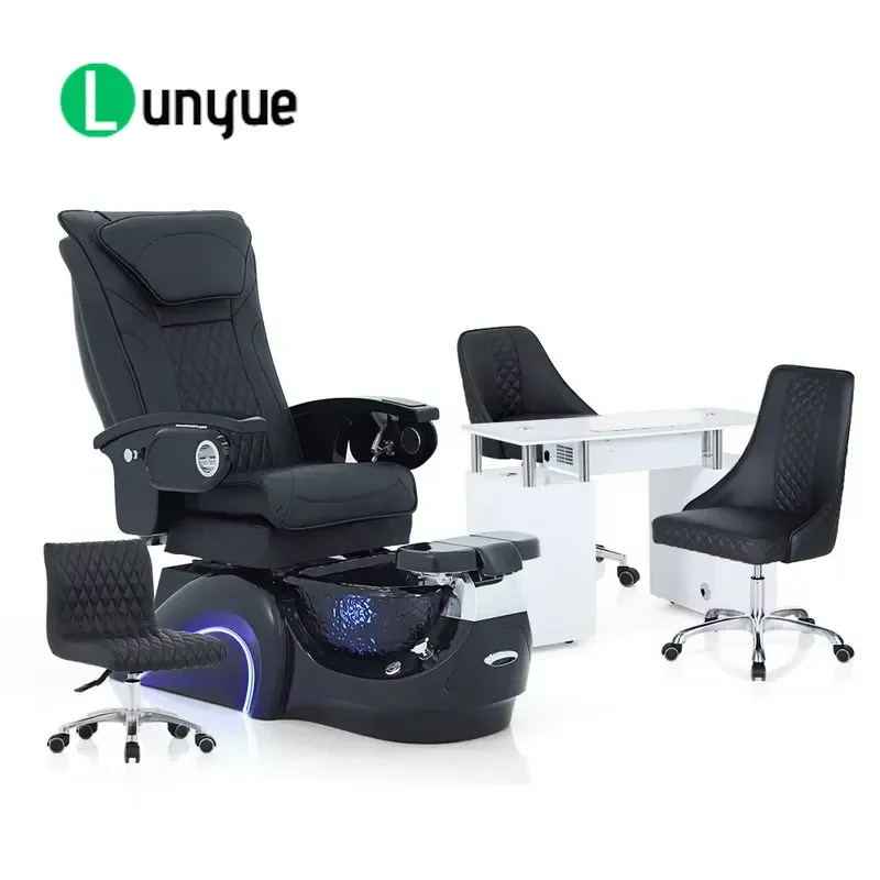 Luxury Foot Massage Chair for Nail Pedicure Spa Tubular Frame with Glass Bowl Professional Furniture Comfortable Design
