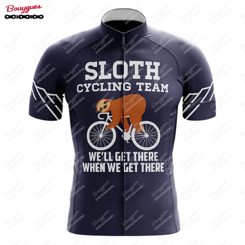 Sloth Series Cycling Jersey For Men Short Sleeve Reflective MTB Maillot Downhill Pro Team Mountain Bicycle Clothing  Summer New