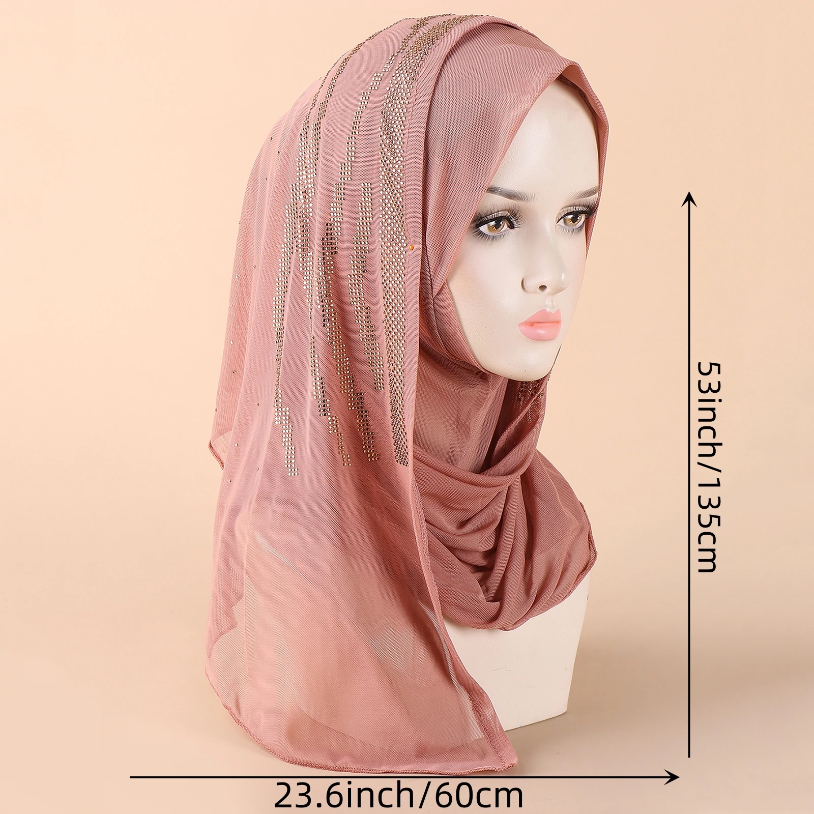 Middle Eastern New Elastic Fabric Breathable And Versatile Handmade Diamond Fashion Women\'s Scarf Popular Solid Color Headband