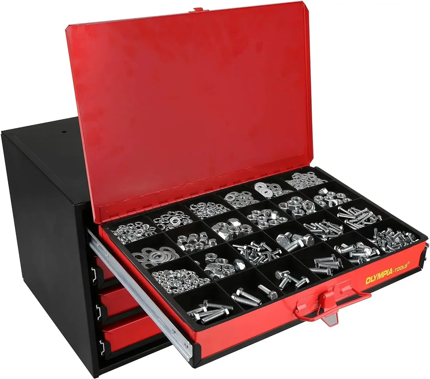 90-806 4-Drawer Hardware Organizer includes 2500-pieces Small Hardware, black/red,FREE SHIPPING