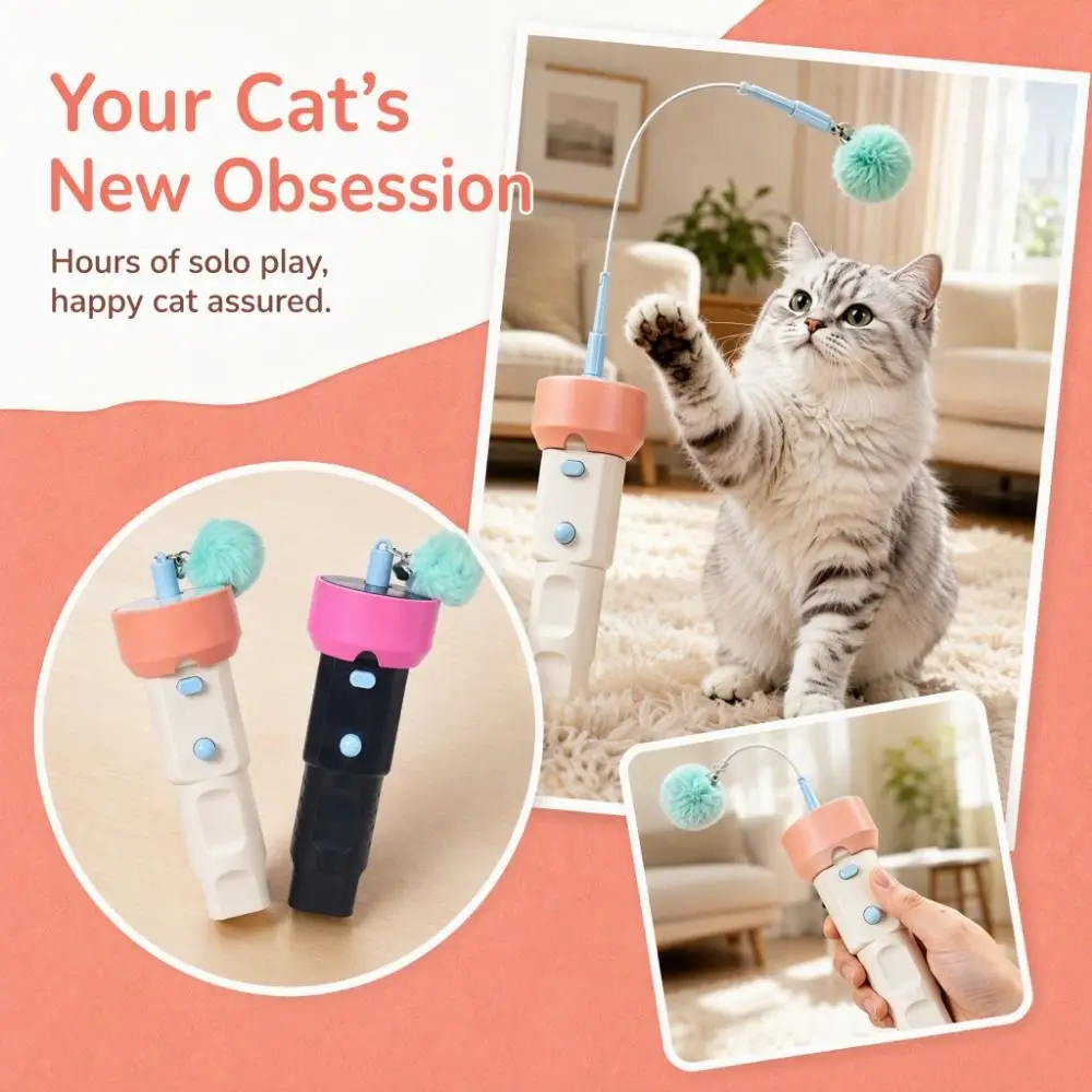 Creative Electric Cat Teaser Long-Lasting USB Retractable Teasing Stick Self Play Entertainment Interactive Cat Wand