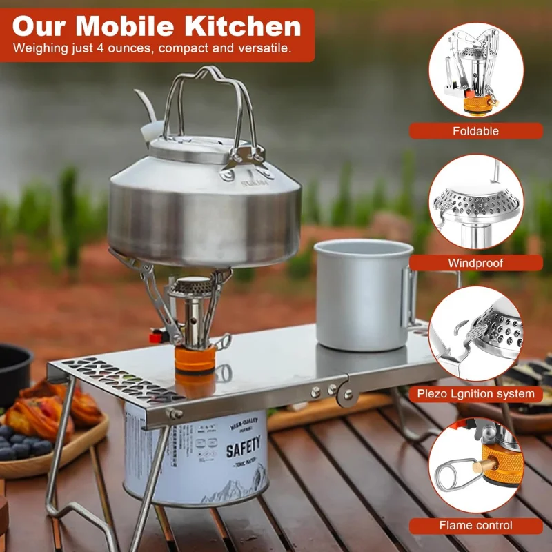 

TOPLIVING Gas Stove Small, Compact Mini Gas Stove Camping, Outdoor Gas Stove With Piezo Ignition 3000W, Foldable Gas Stove Ultra
